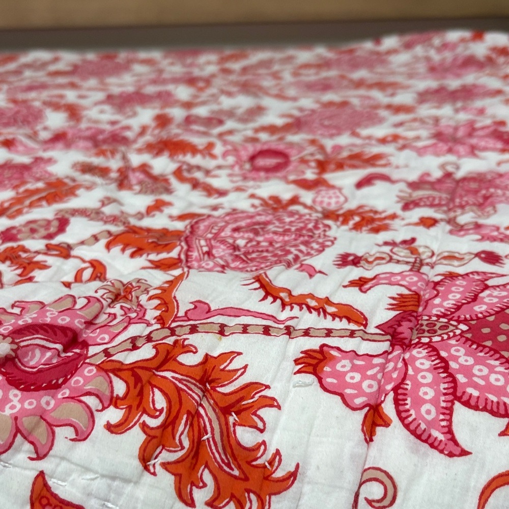 Roller Rabbit Pink and Orange Floral Quilt